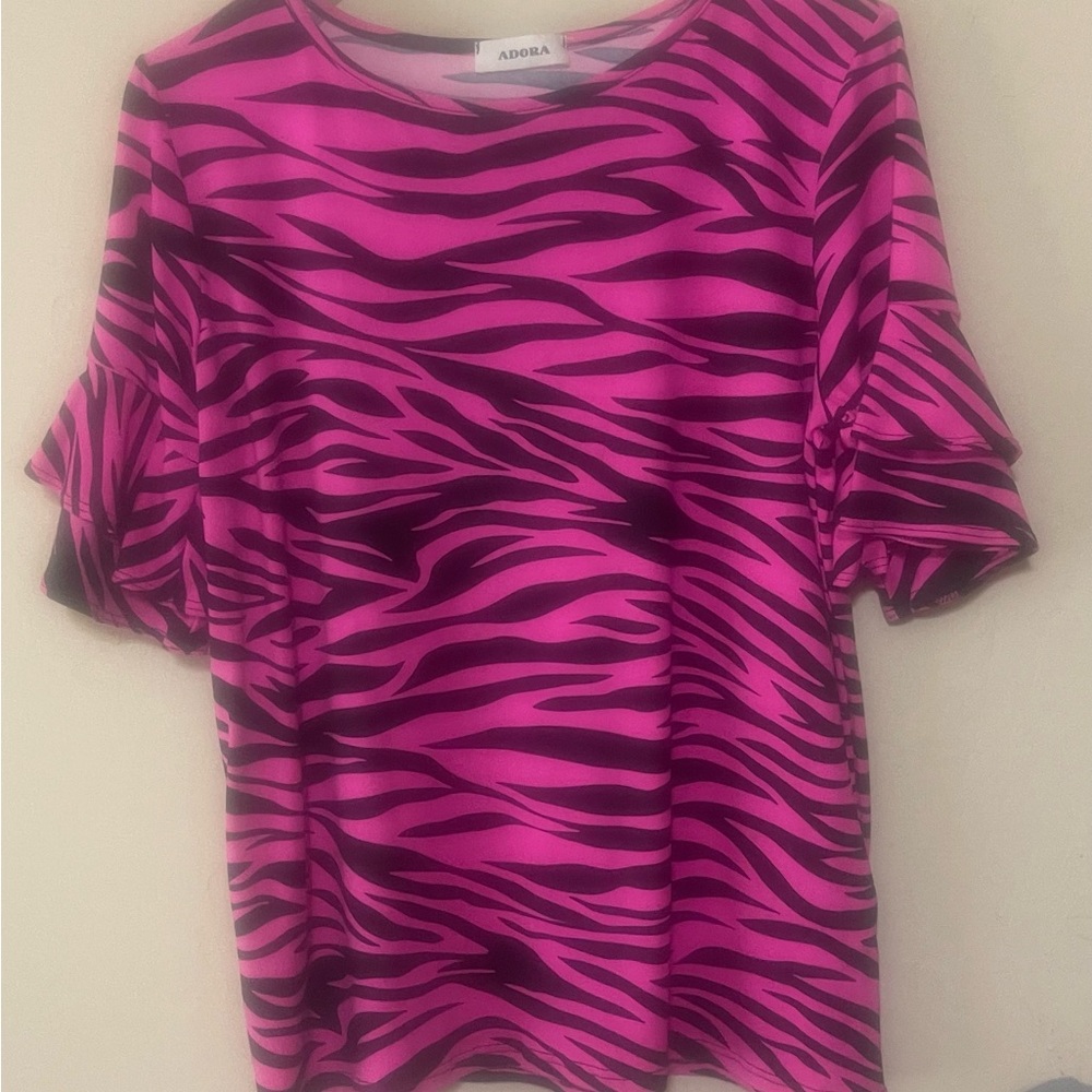 ADORA Pink and Black Boxy Blouse